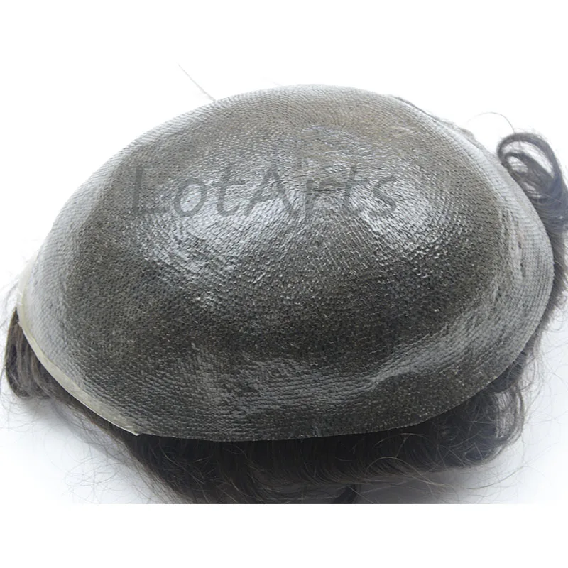 

Stock pieces human hair replacement system thin skin toupee V-loop