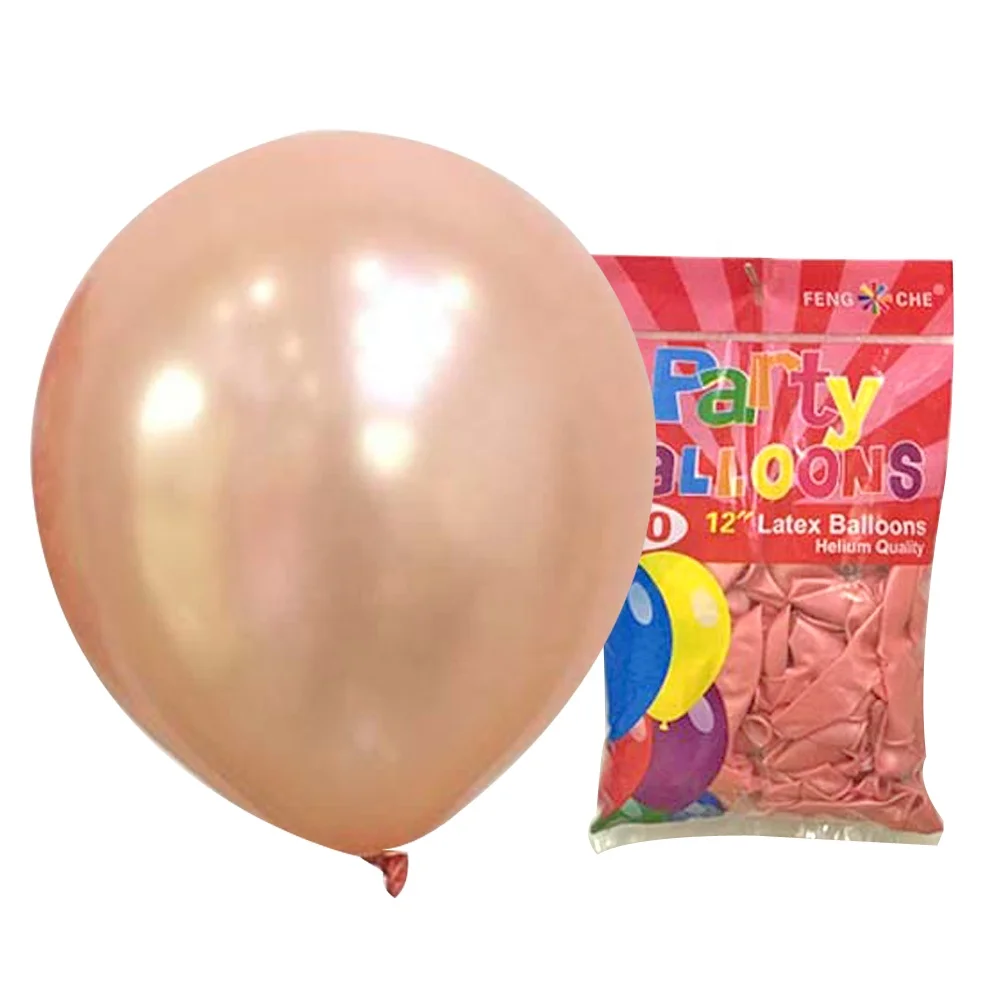 

100 Pcs Pack 12 inch Durable Helium Globos Metal Pearl Rose Gold Pink Balloons in Bulk for Party