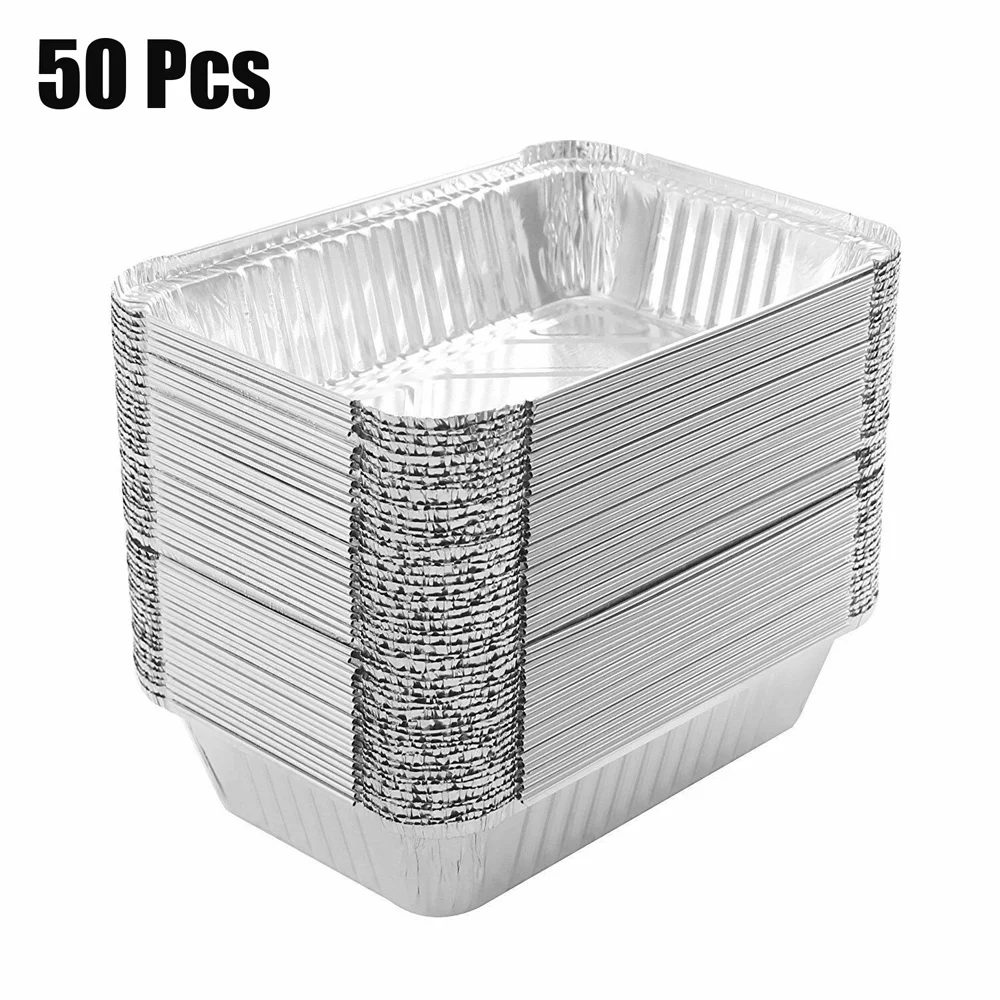 

Disposable BBQ Drip Pans Aluminum Foil Grease Drip Pans Recyclable Grill Catch Tray For Outdoor Supplies, Silver