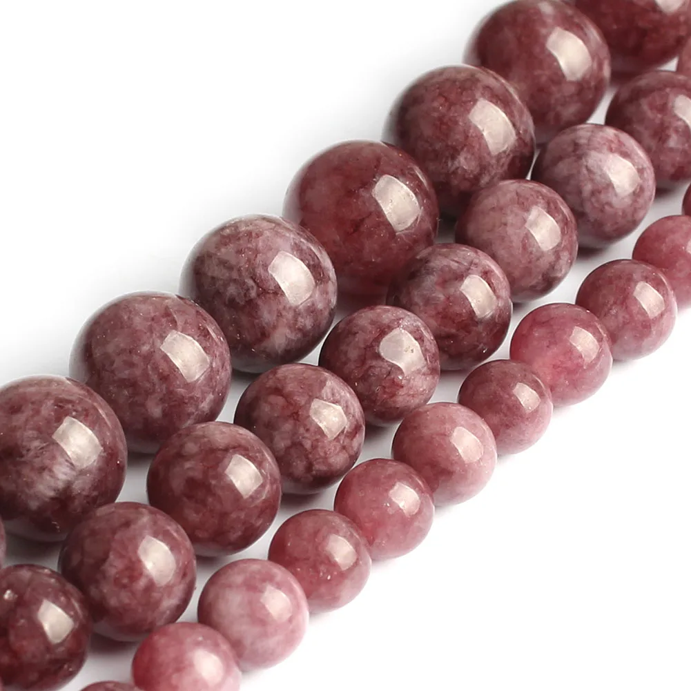 

Natural 4/6/8/10/12MM Round Purple Lepidolite Loose Stone Beads for Jewelry Making Bracelet DIY