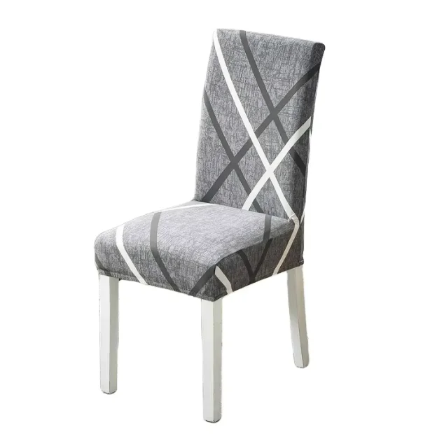 Factory Wholesale Satin Chair Slipcover Universal Geometric Jacquard Printed Design Durable Polyester for Dining Room Chair