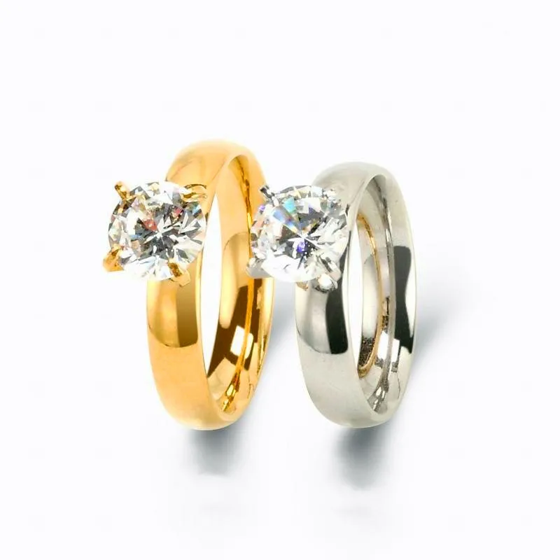 

Stainless steel Gold Plated accessories for women jewelry wedding ring gold diamond drill bit engagement rings, Black , blue, yellow ,gold, steel or customized