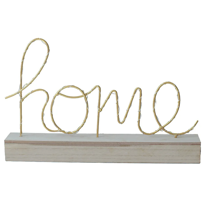 

china home decor wholesales accessories decoration bedroom bedside iron wood bottom letter small night lamp birthday gift, Warm