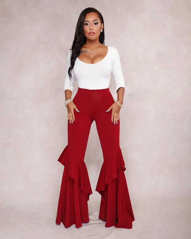 

2020 New Arrivals Ladies fashion ruffles casual sports Long women pants