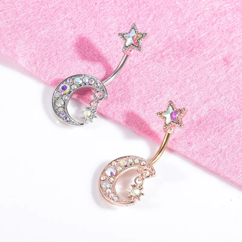 

New moon star navel piercing stainless steel belly button button belly button nail, 2 colors