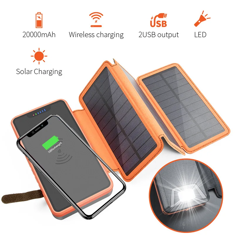 New Fast Charging Waterproof 10000mah Solar Charger Usb Ports Wireless