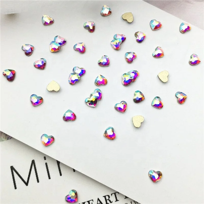 

Pujiang non hot fix various crystal AB heart shaped crystal stone nail art rhinestones bling flat back rhinestones