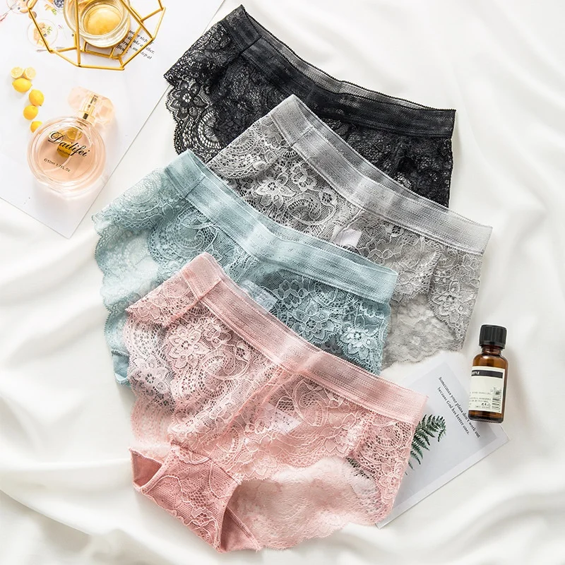

Women's Sports Panties Thin Girls Cute Breathable Fashion Mid Waist Panties Sexy Lace Ladies Panties