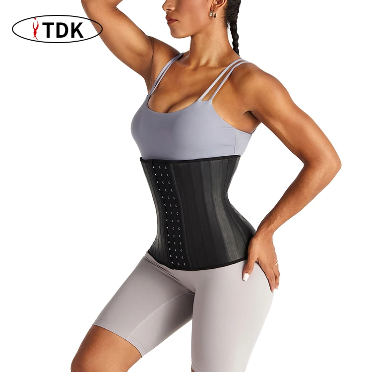 

2021 New100% Latex Adjustable Tummy Control Body Shaper 25 Steel Boned Waist Trainer