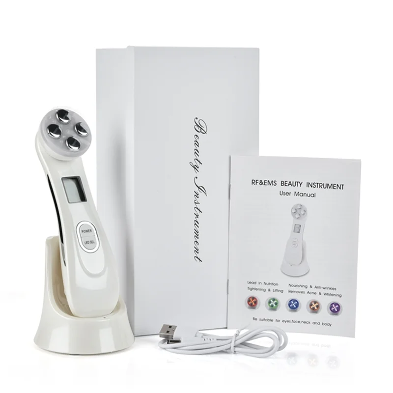 

Beauty Facial RF Radio Frequency LED Photon Lifting Tighten Wrinkle Removal Care Face Massager Laser Skin Tightening Machine, White