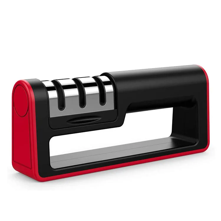 

Satc 3-stage Chef Knife Multi-function Speedy Sharpener To Restore Non-serrated Knife Blades For Kitchen,Camping & Hiking, Black + red
