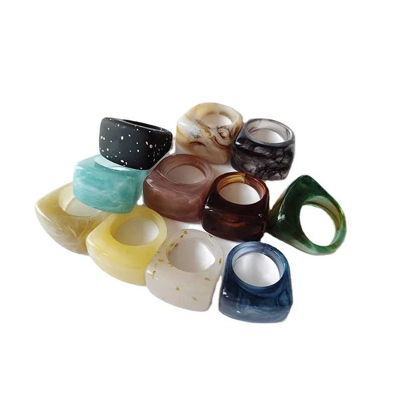 

Y2K Ring 2021 Creative New European Acrylic Resin Ring Geometric Square Ring Men And Women, Like picture