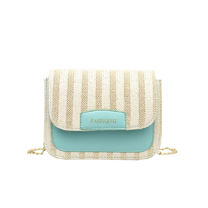 

stripe and Weave and Solid color style Straw material young women's handbag Messenger bag