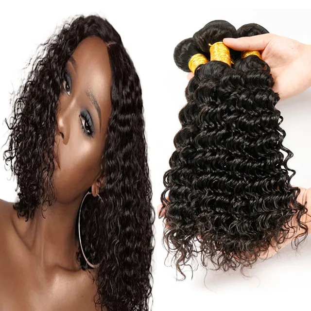 

Wholesale virgin hair vendors, top grade unprocessed virgin deep wave brazilian human hair bundles with closure free sample, Natural color, other colors are available