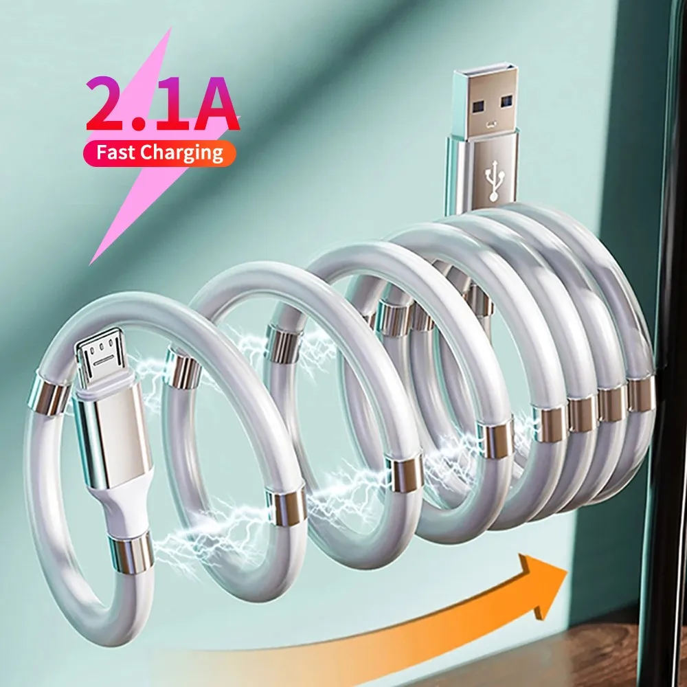 

Wholesale Metal Magnetic Winding Micro Type-C C Lighting Charging Usb Cable Easy Coil Fast Charger Cables