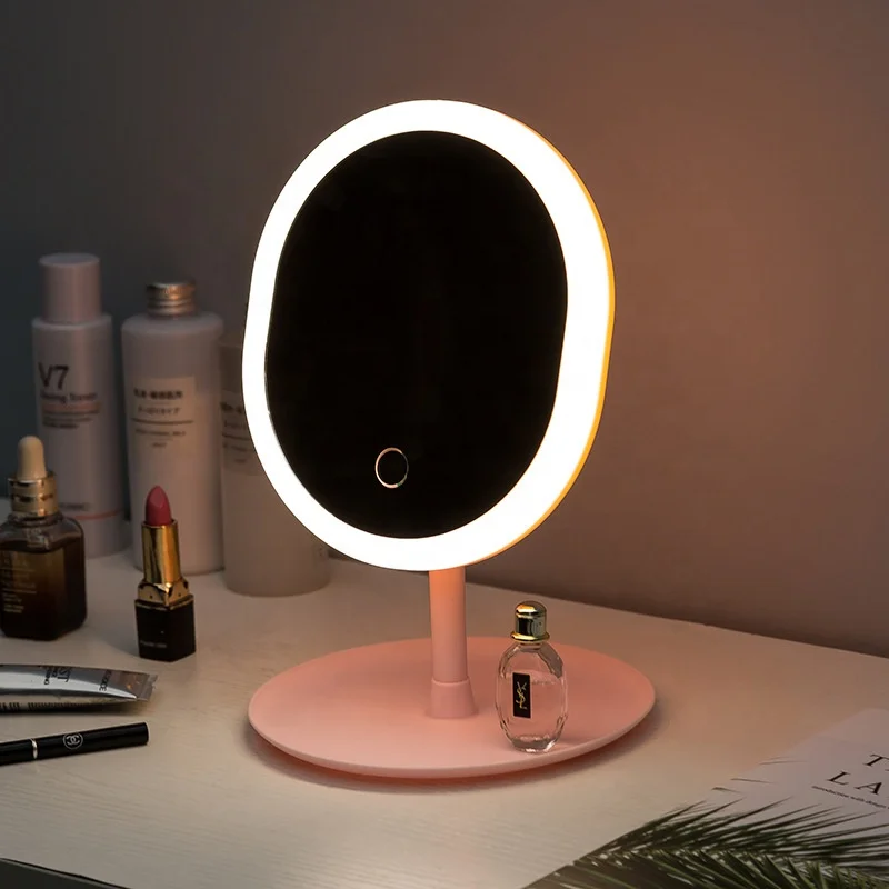 

Round Stand Portable Table Makeup Led Vanity Mirror With Lights, Customized color
