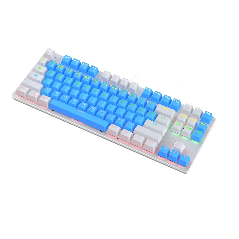 

87 Keys USB Wired Gaming Black Cyan Axis Mechanical Keyboard Shenzhen Keyboard, Black,blue with white,white with blue