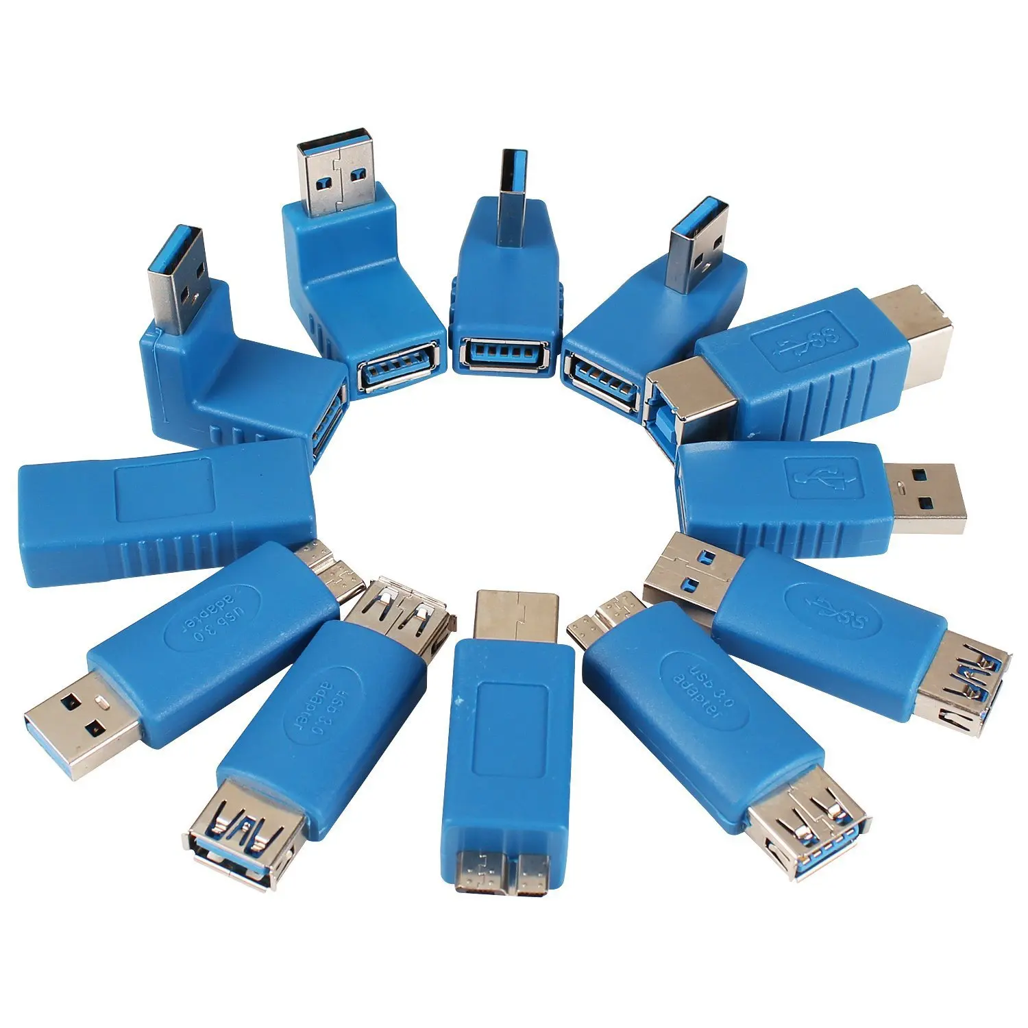 

12pcs/set USB3.0 Adapter Couplers Type A to B or Micro or Mini And Male to Female Adapters USB male to Female Right Degree