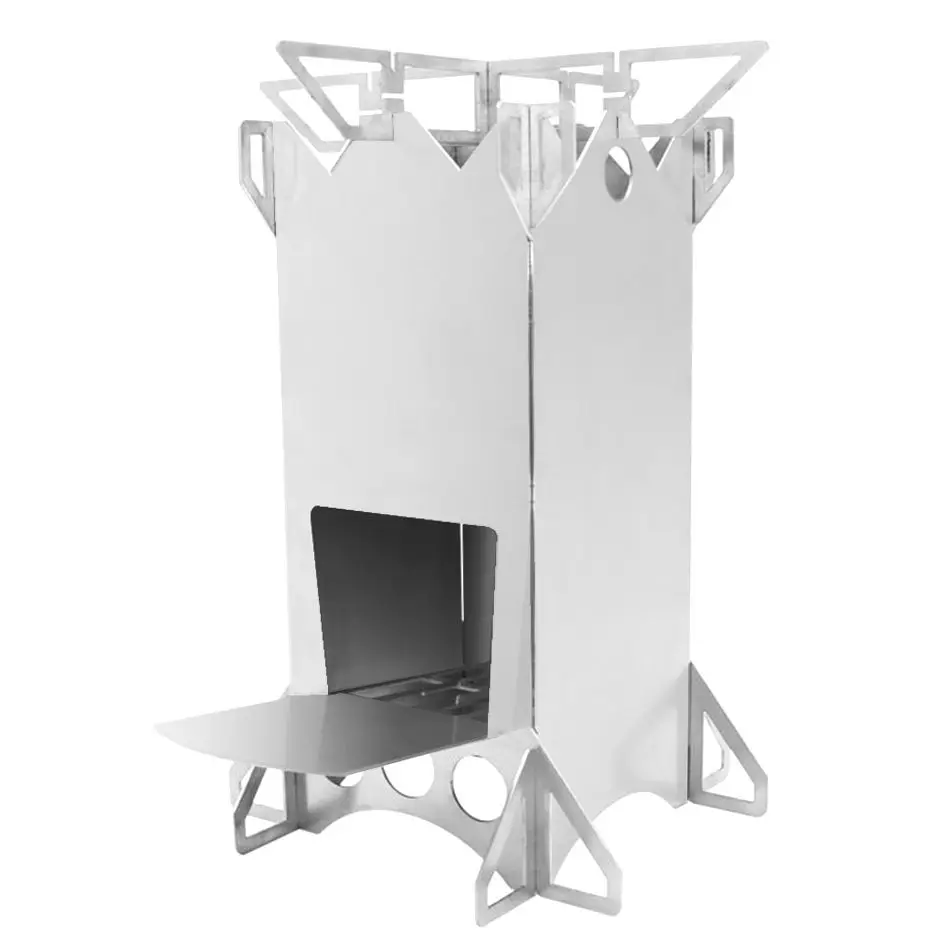

New Portable Stainless Steel Rocket Stove Camping Barbecue Stove Picnic Wood Stove