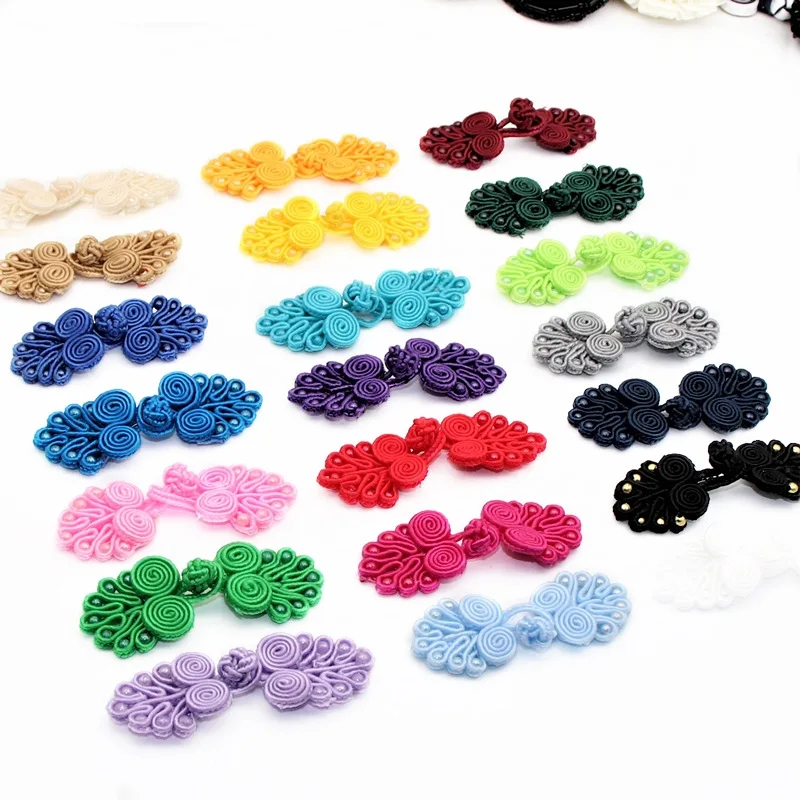 

HF Hot selling colorful chinese knot frog closure buttons chinese fabric buttons