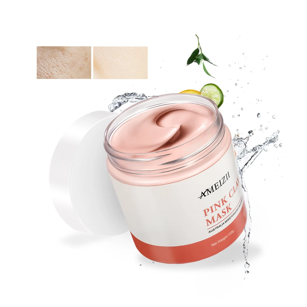 

AMEIZII Pink Clay Mask Whitening Antiwrinkle Firming Face Care Mud Mask Mascara Facial Acne Pores Clearing Mascarillas Faciales