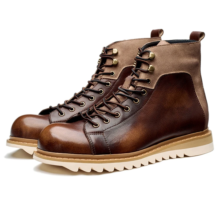 

New Product Factory Supplier Customize Fashion Trend Roman Boots Men's Leather Boots, Brown