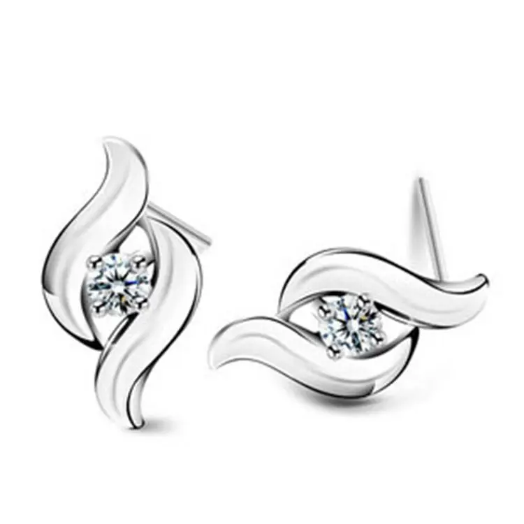 New Hot Fashion 925 Sterling Silver Zircon Earrings For Women Girls Gift Fashion Statement Jewelry