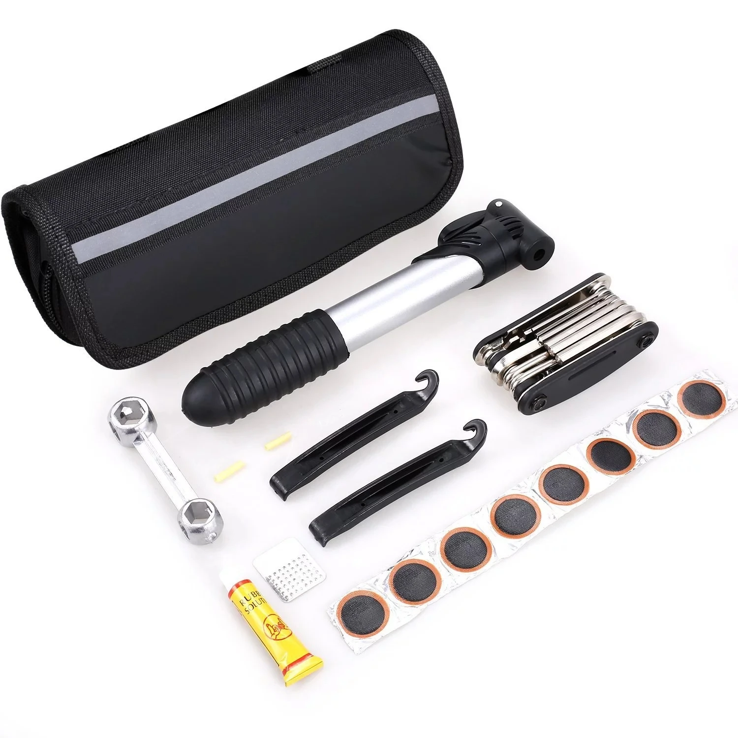 

Cycling Tool Set with Carry Bag Mountain Bike Bicycle Repair Tools,Mini Pump,Type Repair Kit Screwdriver Tool Wrench Portable