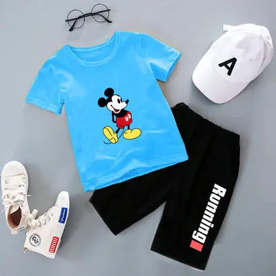 

Buy One Get Free Cotton Boys' Short Sleeve Suit Summer Kids Two Piece Clothes Cartoon New Style