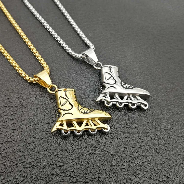 

Hiphop jewelry stainless steel roller skate pendant necklace men