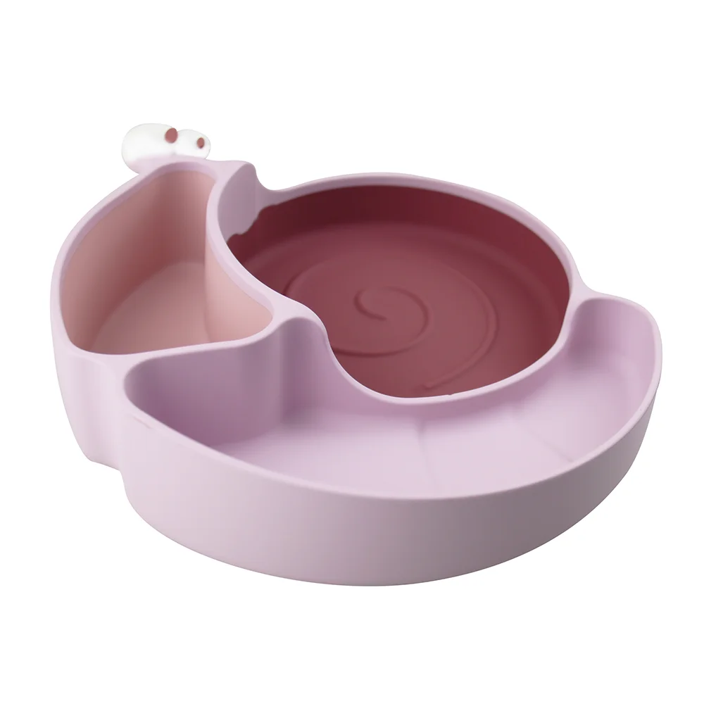

Amazon Hot Sale Wholesale Plate BPA Free Silicone Baby Suction Plates Anti Slip Silicon Plates For Toddlers, Green&pink