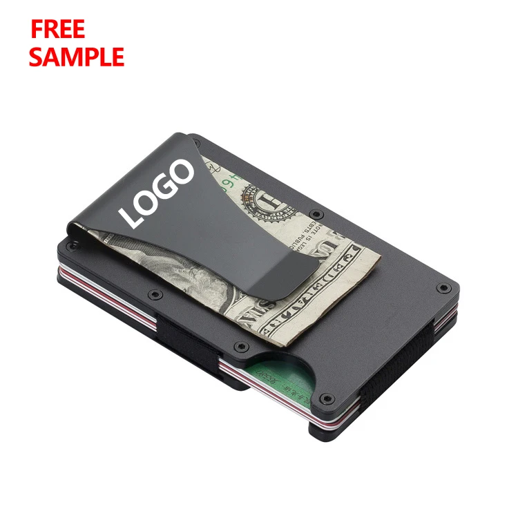 

Free sample RFID blocking metal wallet card holder case Custom LOGO rfid slim mens wallet minimalist aluminum wallet for men