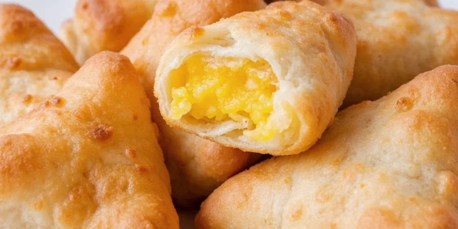 Close-up of sopapilla dough being fried