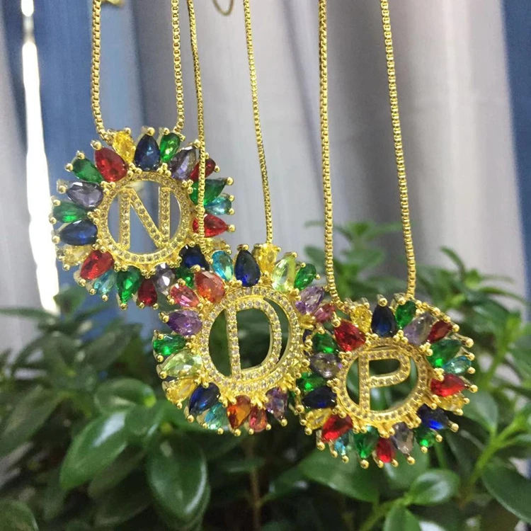 

HOT! Wholesale Jewelry colorful letters zircon diamond women necklace