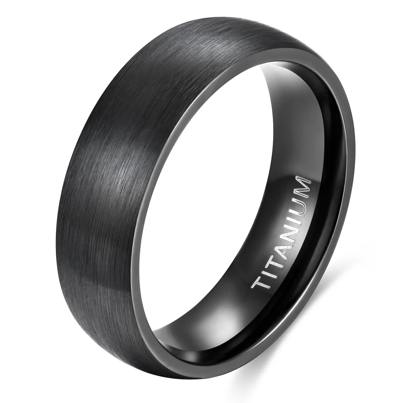 OAHLAN Ready to Ship Wholesale 6MM 8MM Black Titanium Ring Dome Brushed Wedding Band Engagement Rings Man Women Couple Rings
