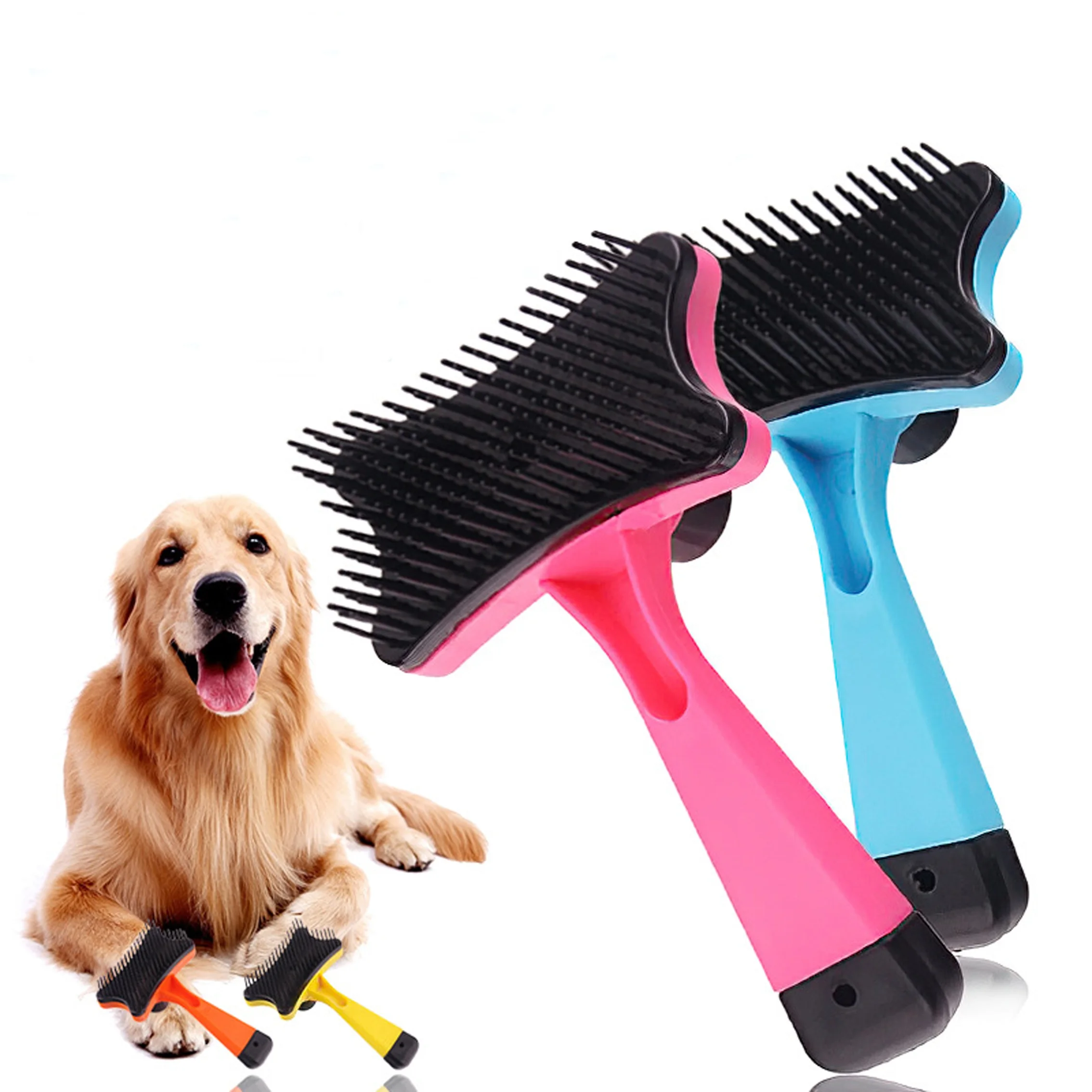 

Pet Brush Automatic Plastic Shedding Hair Remove Tool Dog Cat Loose Hair lombre cleaning tools, Pink,blue,orange,yellow