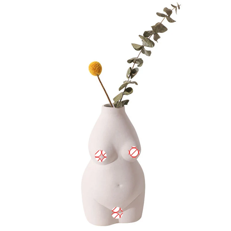 

Dried Flowers Arrangement Deko Vase Modern Ceramic Naked Body Vase Desktop Decor, Original home table vase silhouette pottery fat woman bodyvase small