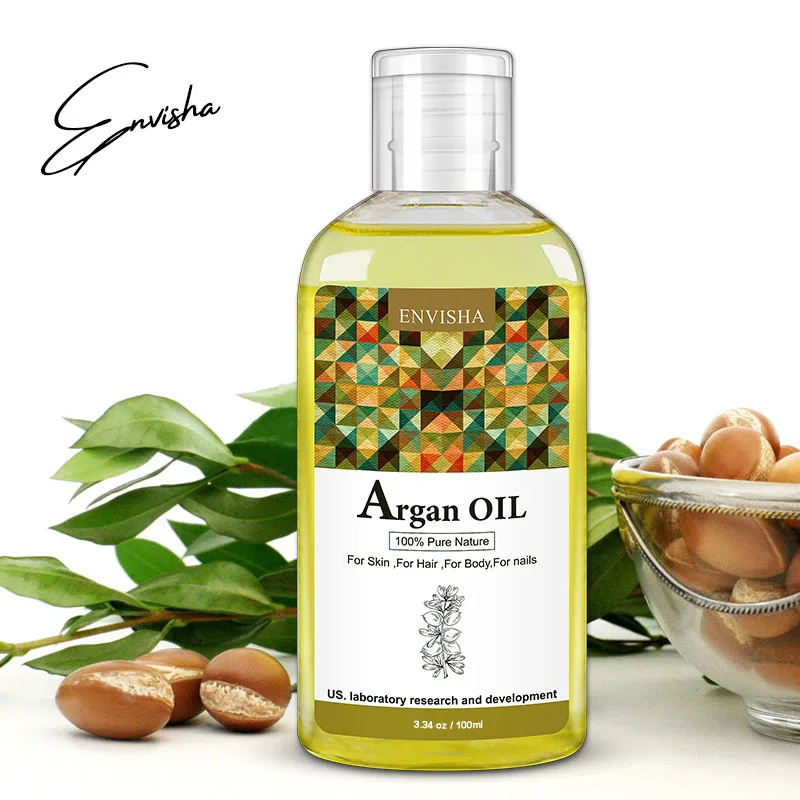 

100ml Envisha cold pressed argan massage essential oil bulk wholesale pure organic hair argan oil for face and body