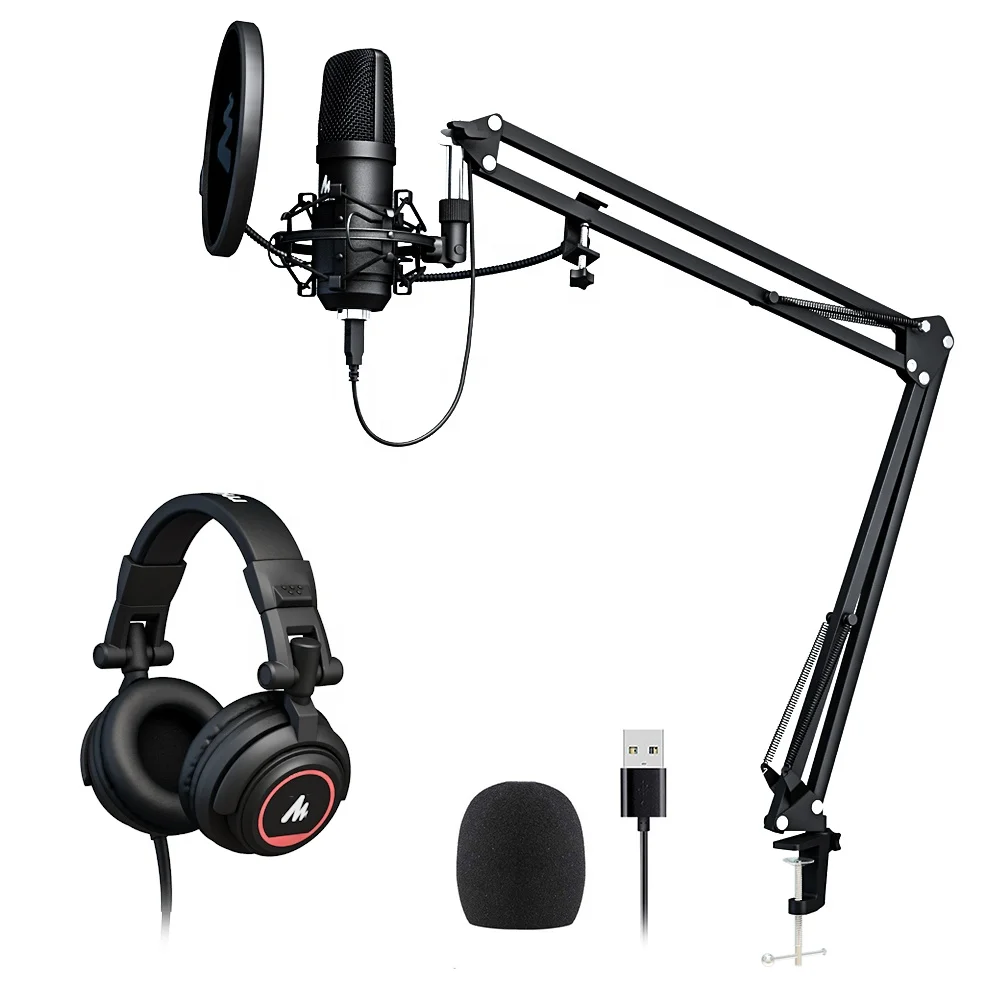 

Computer Microphone Studio Condenser Microphone Podcast Microphone With DJ Headphone With Monitor Function