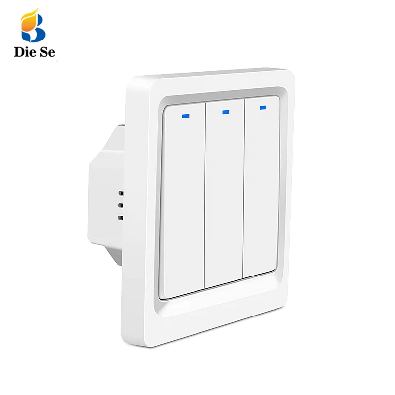 

2023 Hot Sell EU Zigbee 3.0 Physical Push Button Tuya 3 Gang Wall Zigbee Smart Light Switch