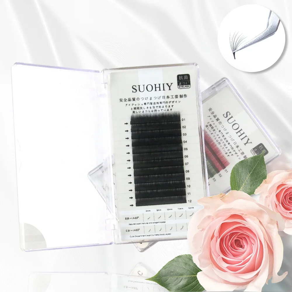 

Heatbonded Camellia Eyelash 6D Premade Fan Volume Lashes, Black color and also have colored