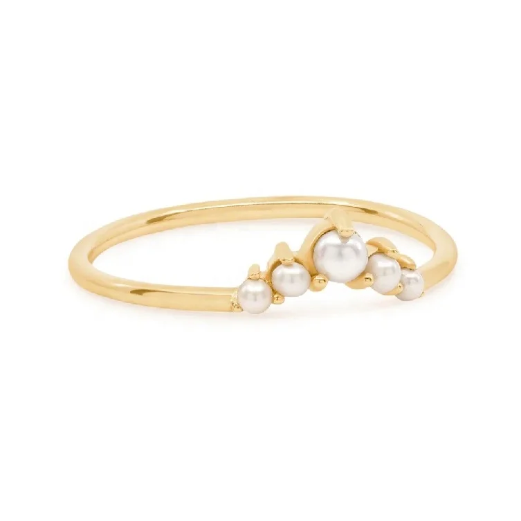 

Gemnel New 925 silver crown natural Freshwater Pearls 18k gold plated ring