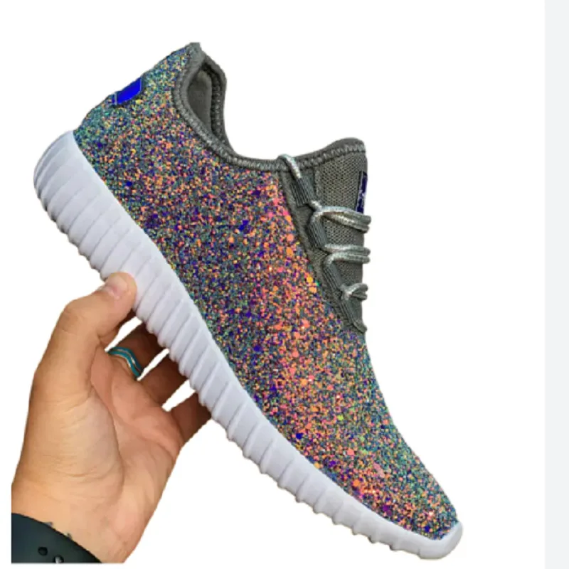 

Fall flat fashion women's shoes sequins decorated women's sneakers casual shoes, Black,grey,blue