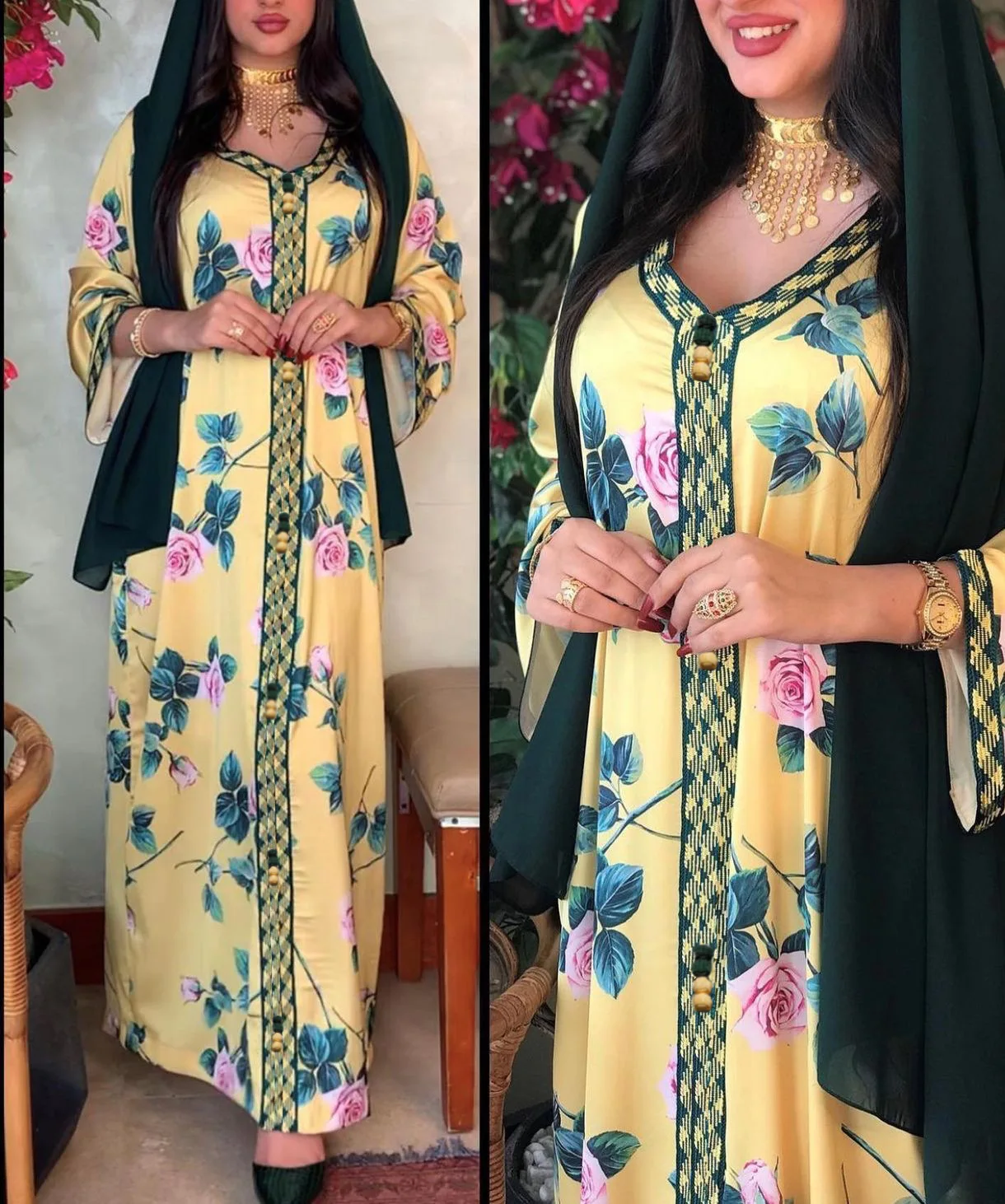 

1691MuslimQLO Middle Eastern Women's Dubai Muslim Robe eid Abaya women clothing for africa muslim dress abayas, Photo color