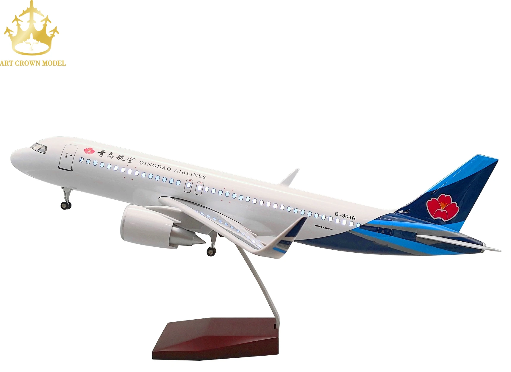 エアバスA320青島航空1:80 LED高度な樹脂ディスプレイ、光と音の