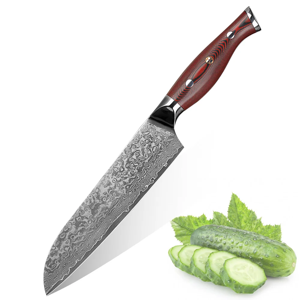 

Kitchen 7'' Damascus VG10 Steel 67 Layers Santoku knife