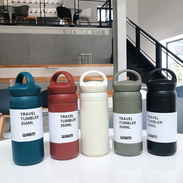 

New Arrival Korean Stainless Steel Travel Tumbler Mugs Powder Coating With Handle And Strap For 350ml/500ml, Customized colors acceptable