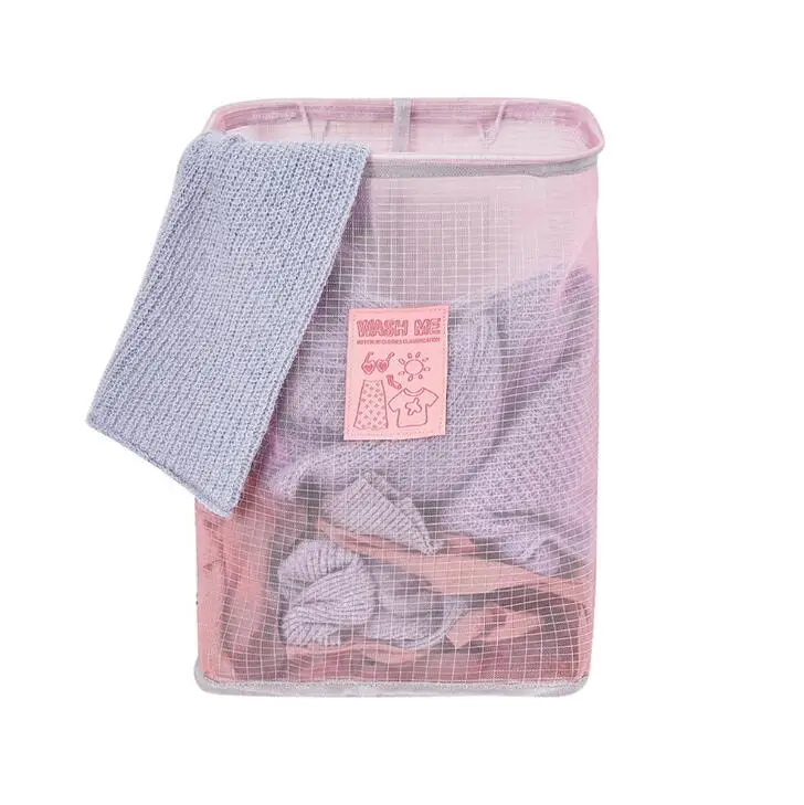 

Wall-hanging mesh laundry basket household folding mesh laundry basket large size toy holding blue wall-hanging finishing basket, Customized