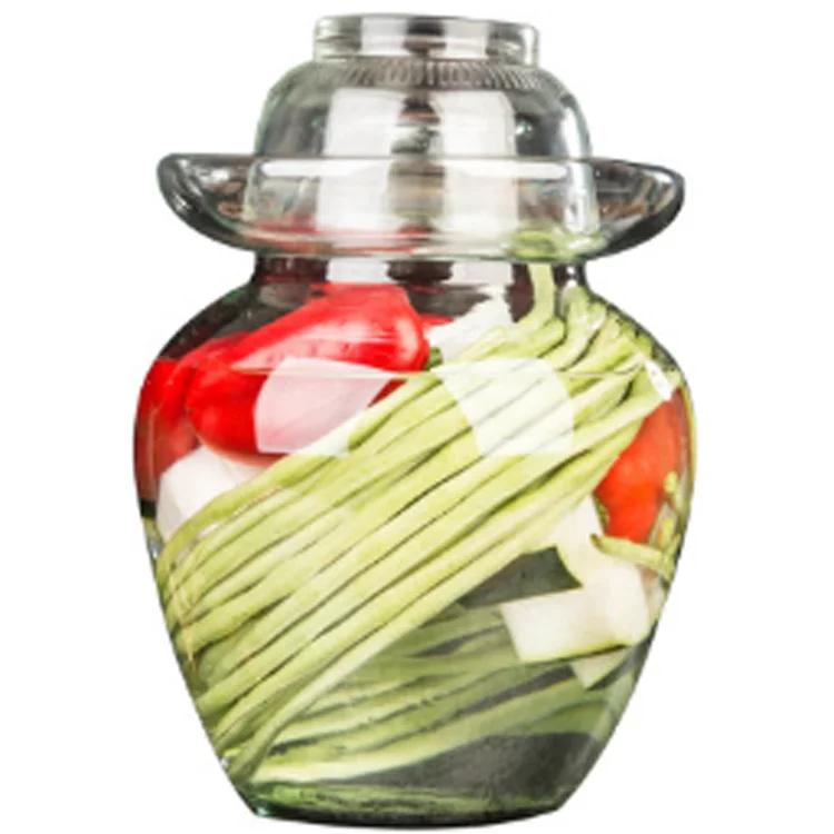 

Glass pickle jar lead-free seal pot round mouth bottle opener thickening pickles pickled egg size cylinder, Clear