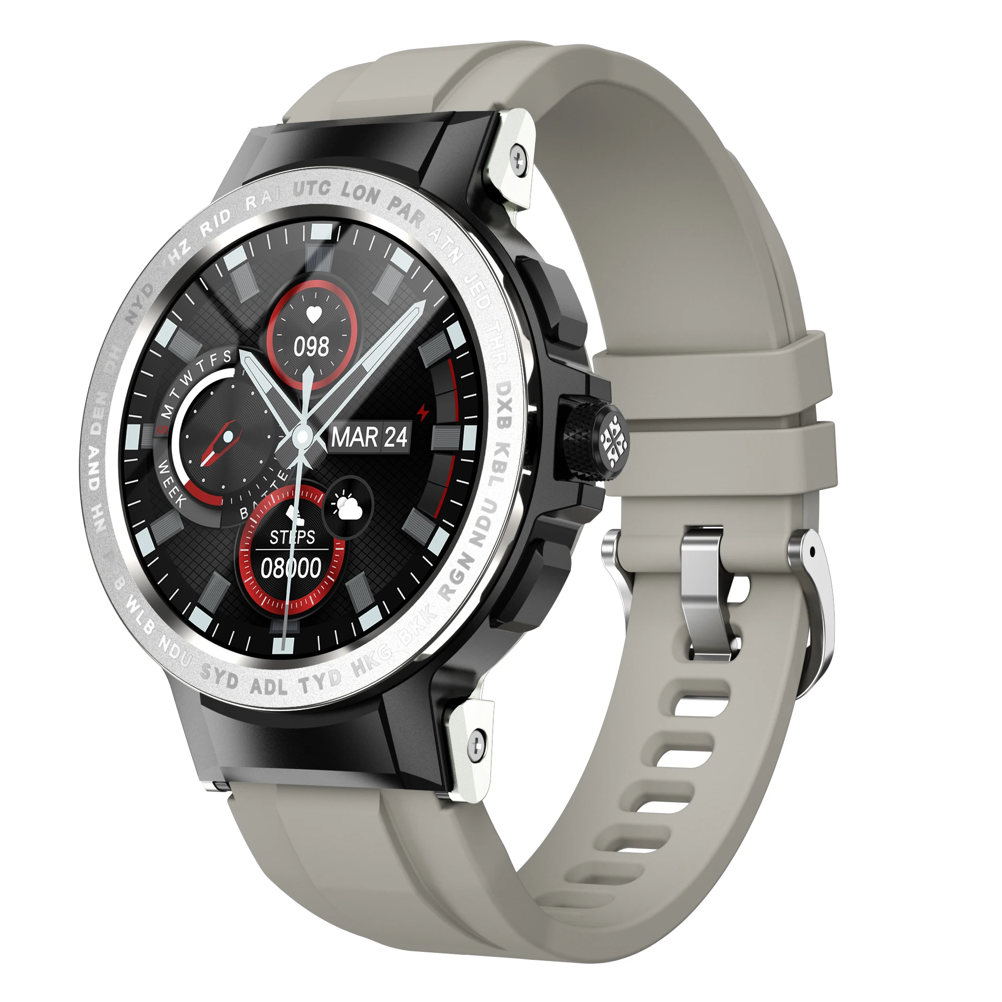 

Fashion 24 Sports Modes GPS Track Men Round Display Smartwatch Smart Watch E19